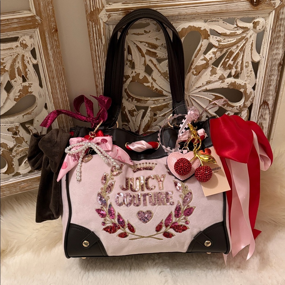 Exclusive Juicy Couture Pink and Brown Embellished with lots of cuteness Tote🩷 - Picture 9 of 12
